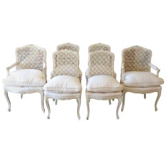 Maison Jansen Dining Chairs with Silk Seats, Set of Six