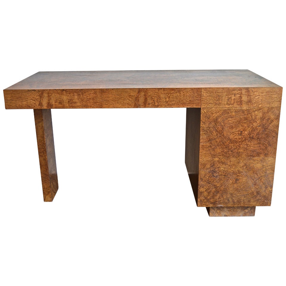 Samuel Marx Burled Oak Desk For Sale