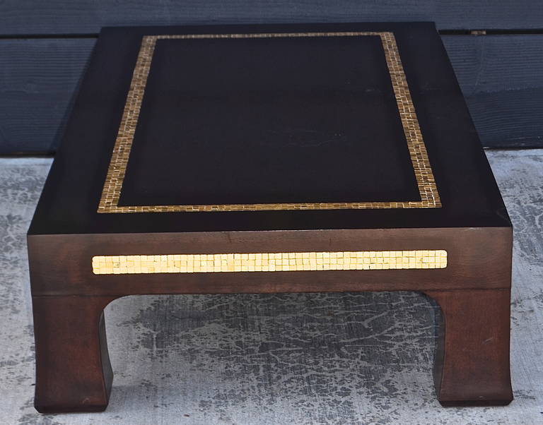 American Rare Dunbar Cocktail Table with Gold Glass Tiles For Sale