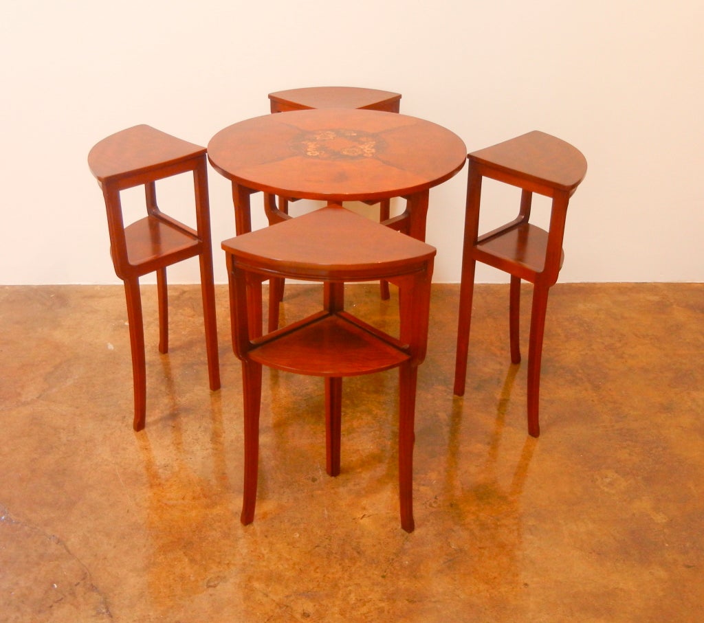 20th Century Louis Majorelle Marquetry Art Nouveau Tables For Sale