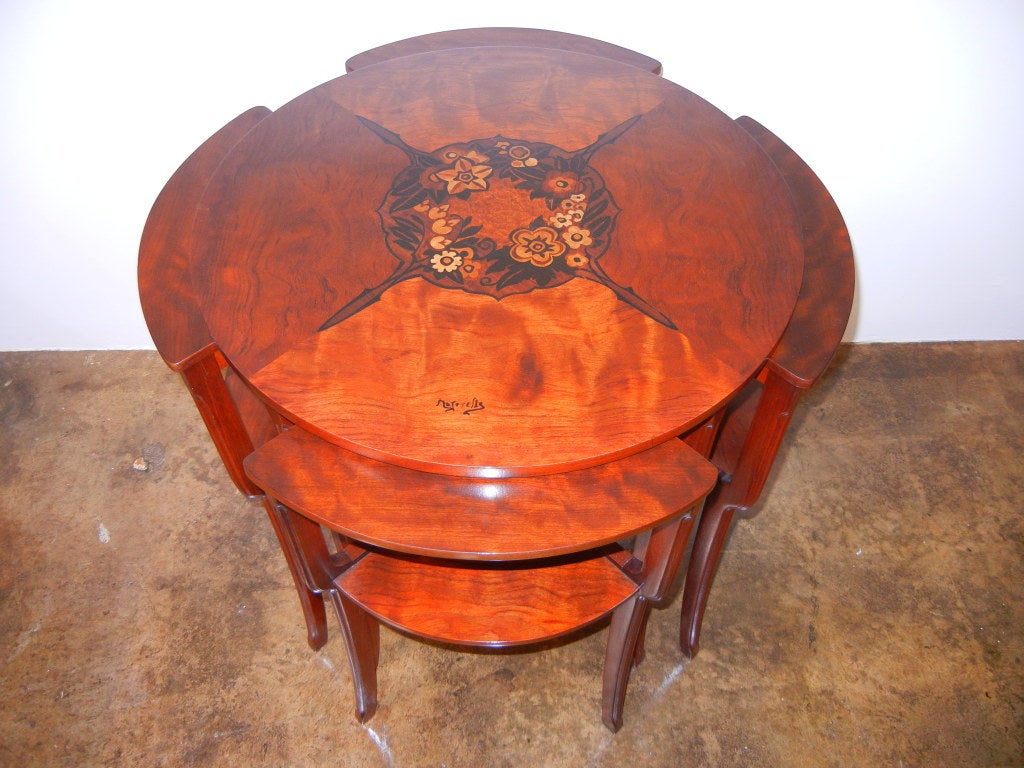 Louis Majorelle Marquetry Art Nouveau Tables For Sale 3