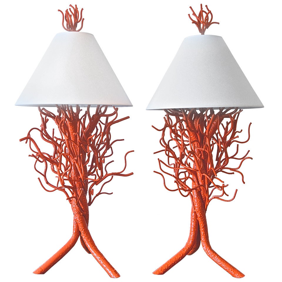 Monumental Custom Coral Lamps For Sale