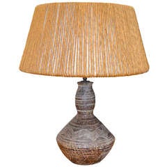 Ugo Zaccagnini Table Lamp with Raffia Shade