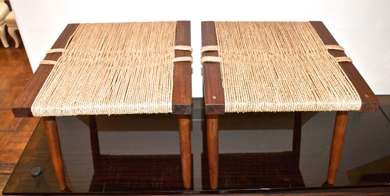 George Nakashima Grass Seat Stools, 20th Century In Excellent Condition In Los Angeles, CA