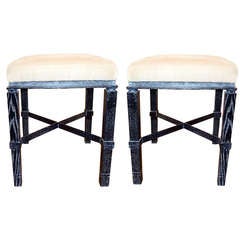 William "Billy" Haines Stools in Cerused Ebony Finish