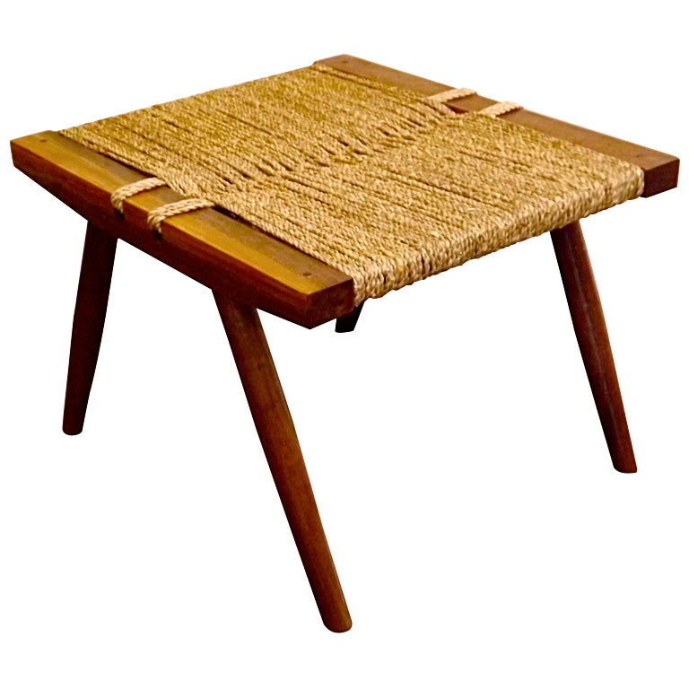 George Nakashima Grass Seat Stool For Sale