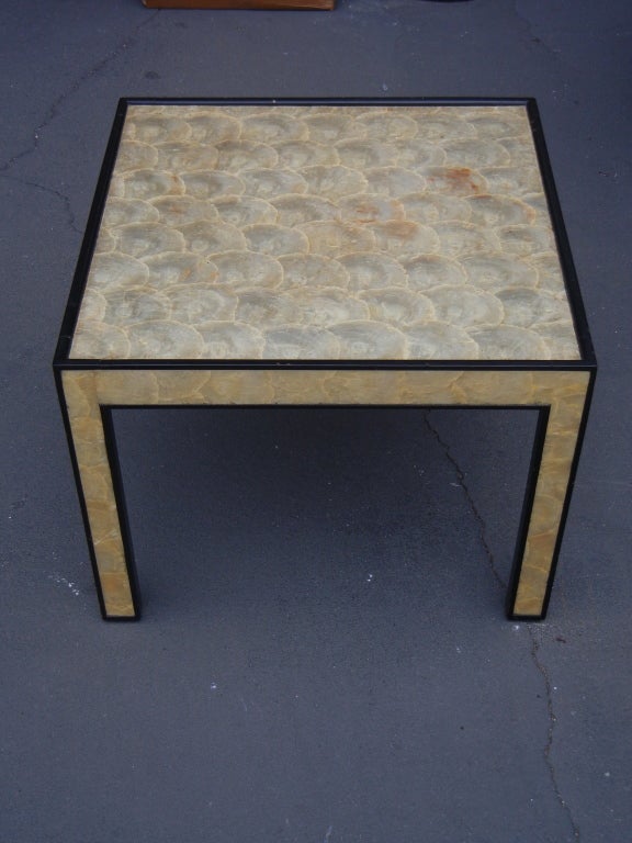 American Frances Elkins Capiz Shell Clad Occasional Table For Sale