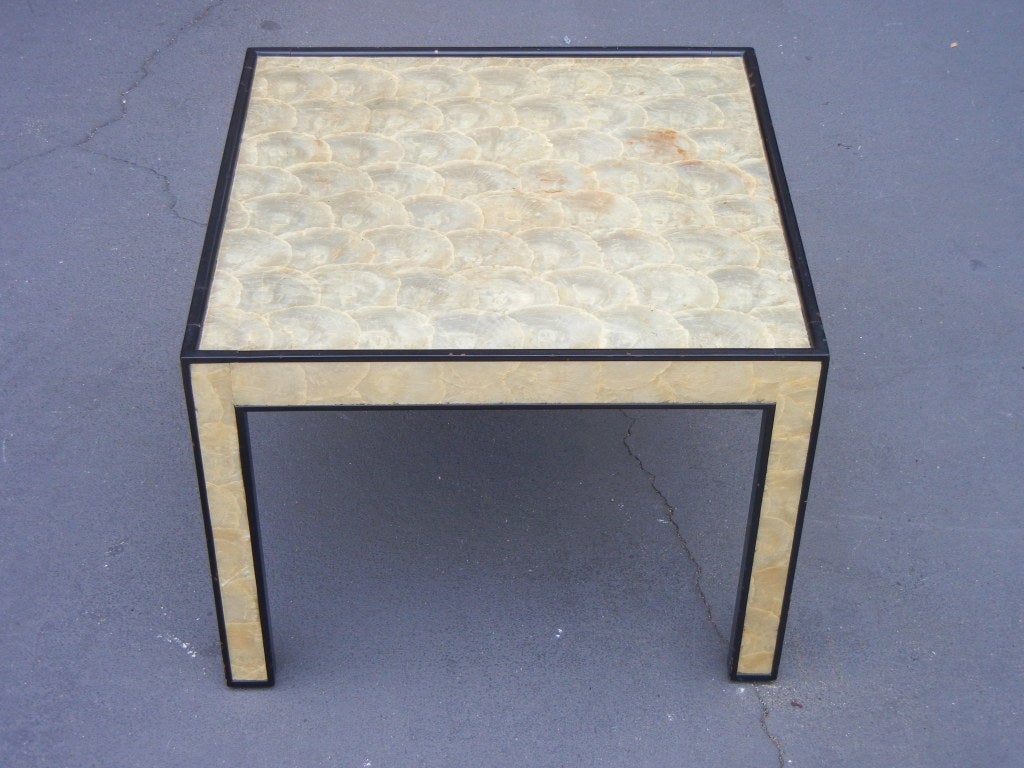 Mid-20th Century Frances Elkins Capiz Shell Clad Occasional Table For Sale