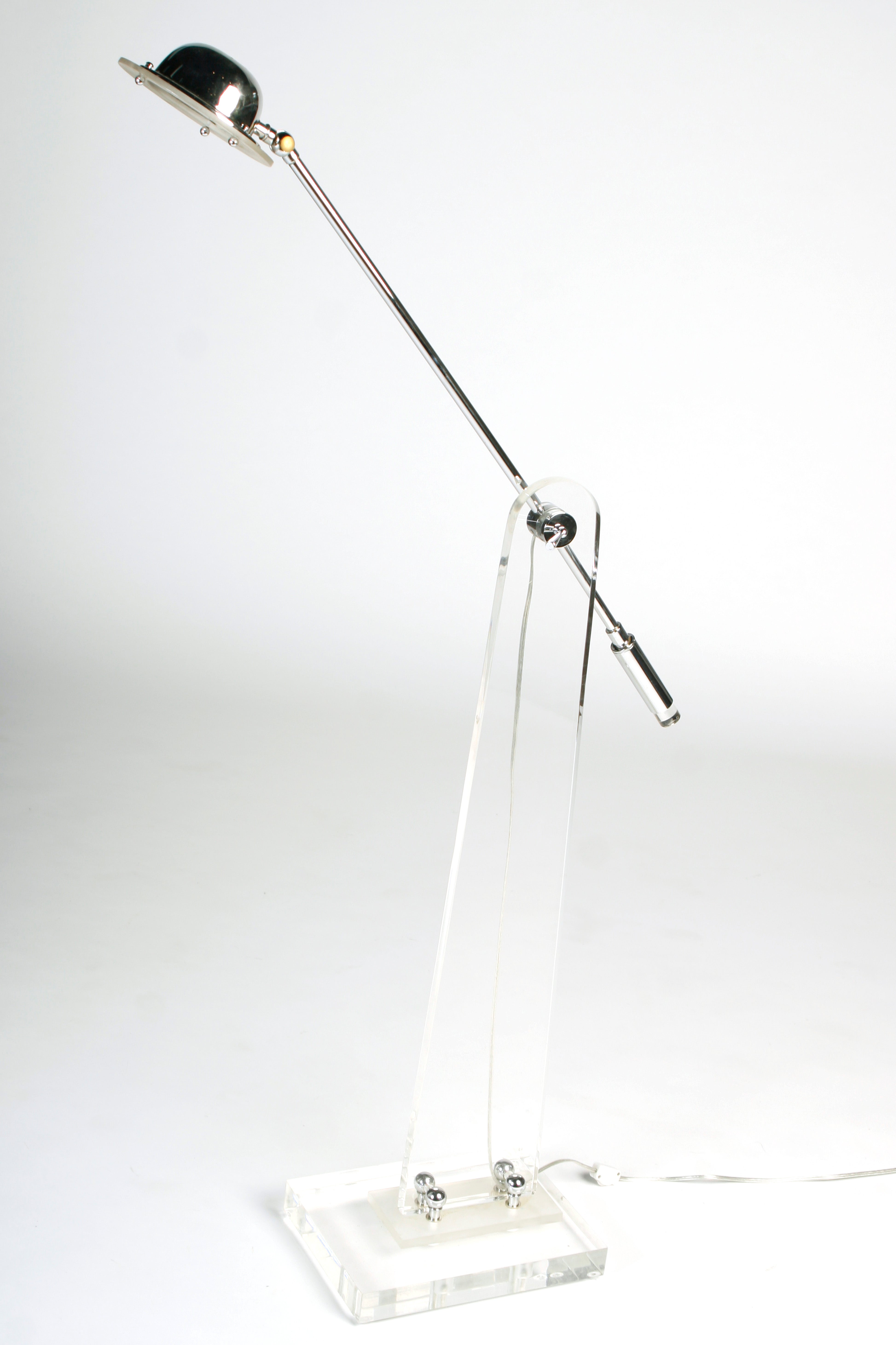 Articulating Lucite and Chrome Floor Lamp For Sale