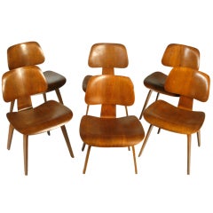 Set of Six DCW Chairs by Charles Eames