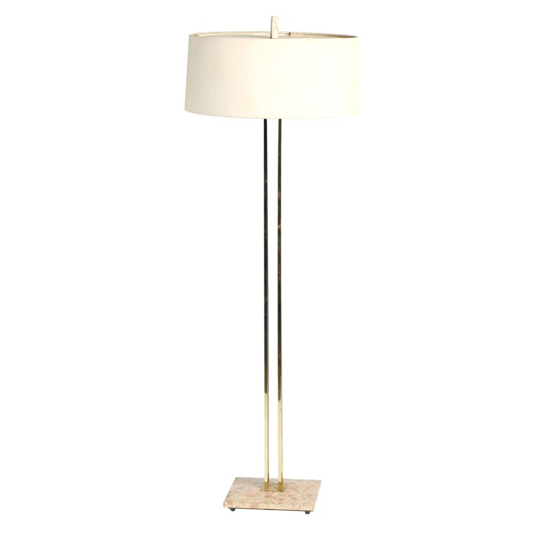 Marble and Brass Mid-century Lamp For Sale