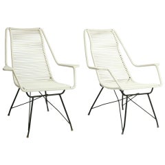 Pair of Martin Eisler Iron and Cord Lounge Chairs