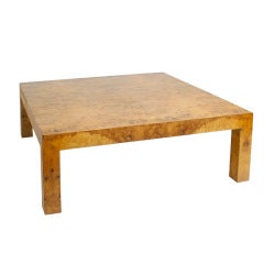 Milo Baughman Olive Burl Square Coffee Table