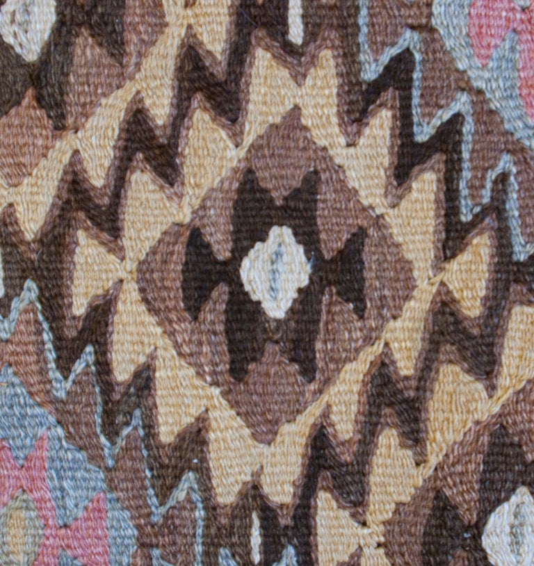 Wool Persian Qazvin Kilim Carpet Runner For Sale