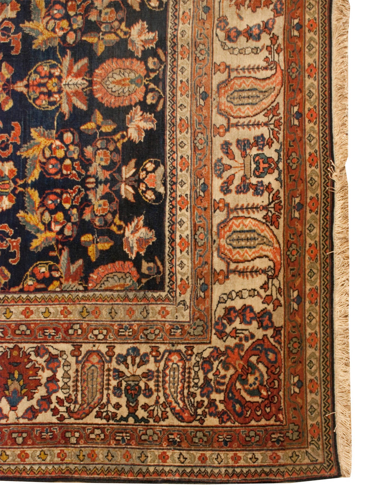 Tintura vegetale Tappeto Kashan del XIX secolo in vendita