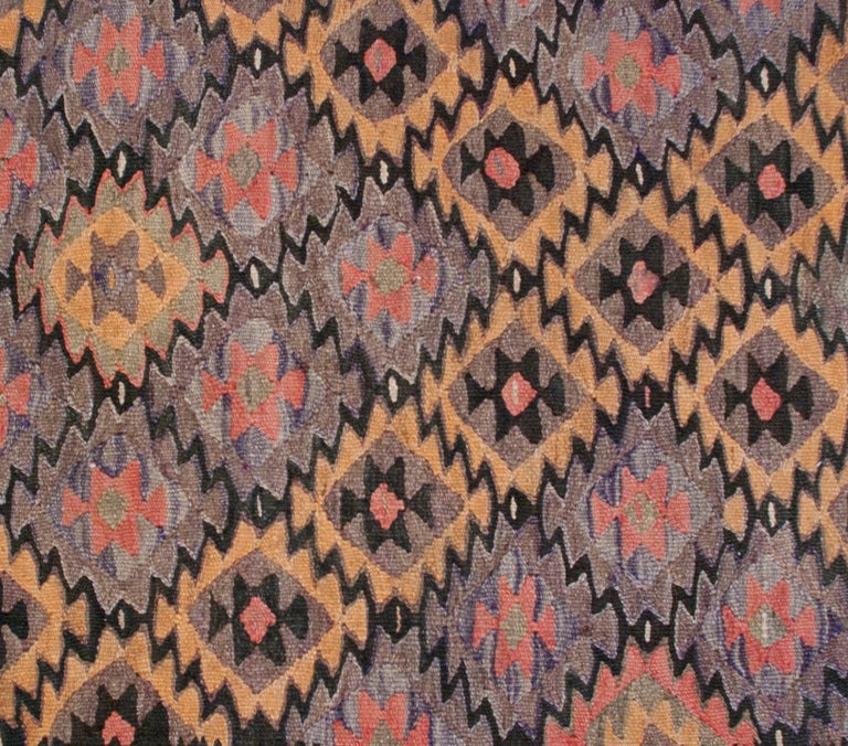 Vegetable Dyed Early 20th Century Persian Qazvin Kilim For Sale