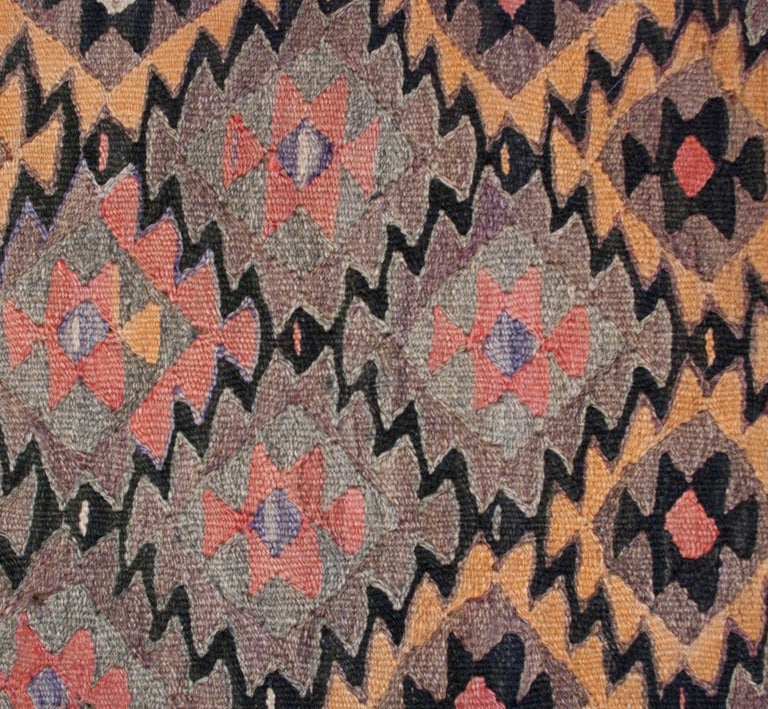 Wool Early 20th Century Persian Qazvin Kilim For Sale