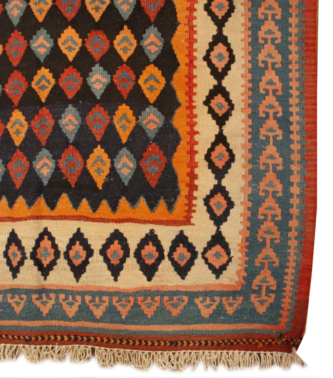 Vegetable Dyed Early 20th Century Harsin Kilim Runner For Sale