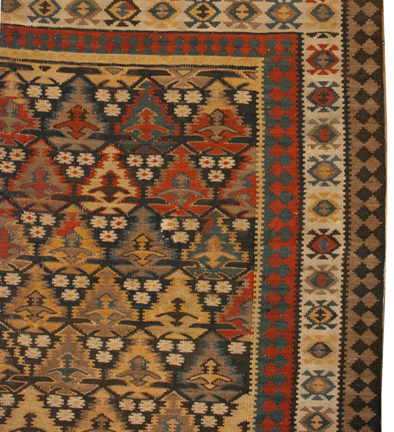Persian Early 20th Century Qazvin Kilim Runner For Sale