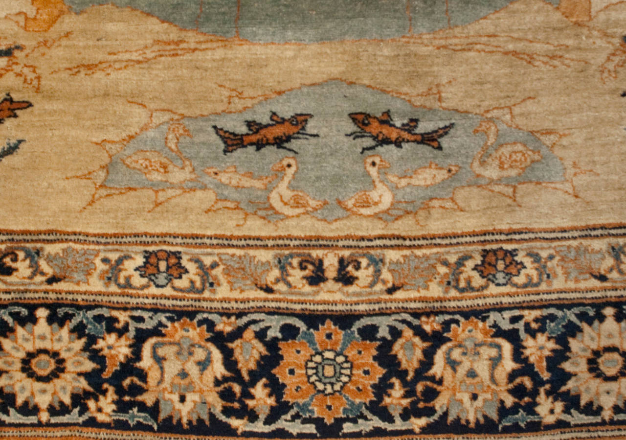 Asian 19th Century Haji Jalili Tabriz Pictorial Prayer Rug For Sale