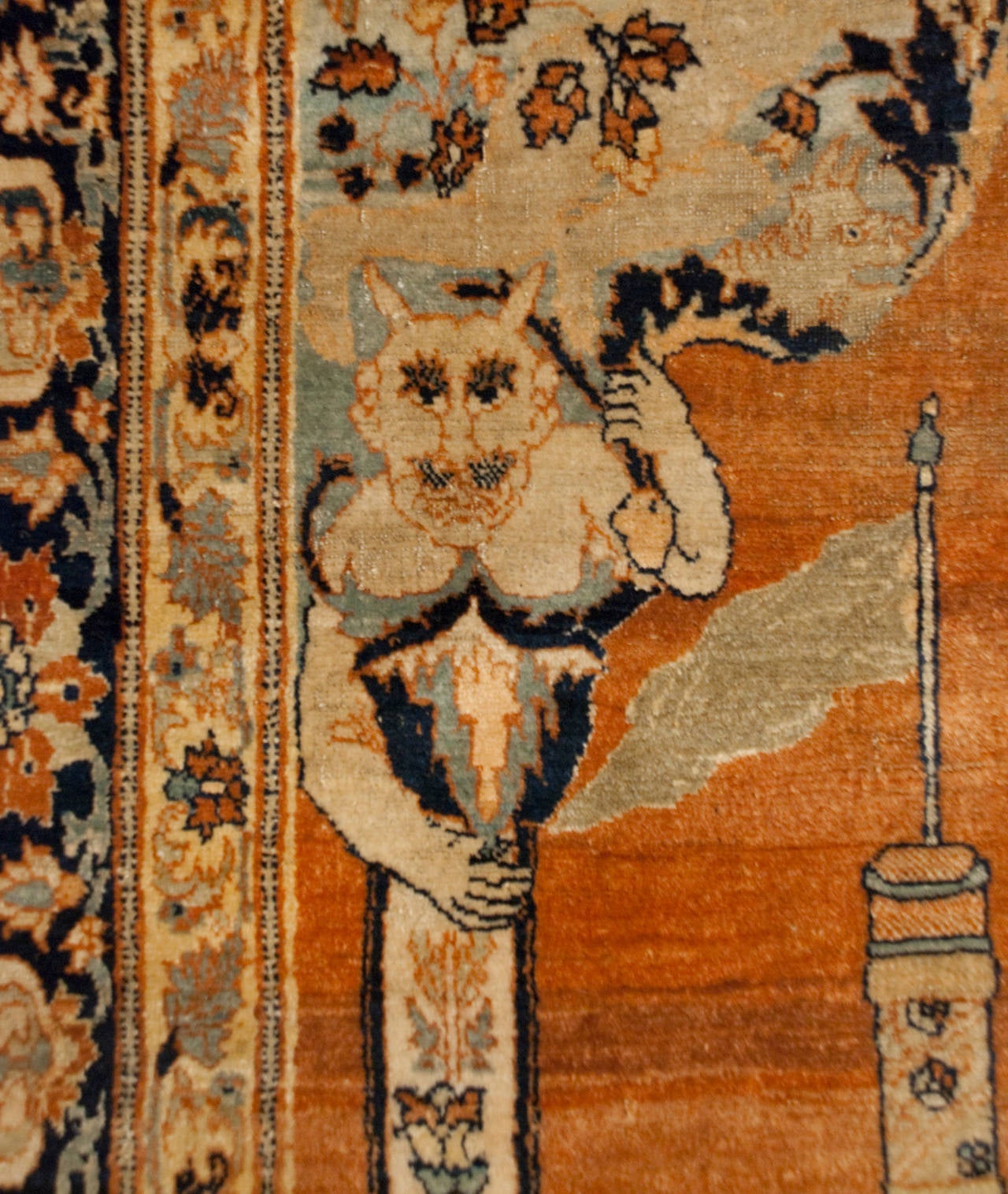 Vegetable Dyed 19th Century Haji Jalili Tabriz Pictorial Prayer Rug For Sale