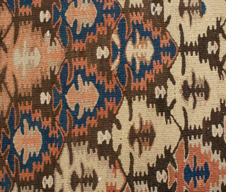 Wool Early 20th Century Persian Qazvin Kilim Runner For Sale