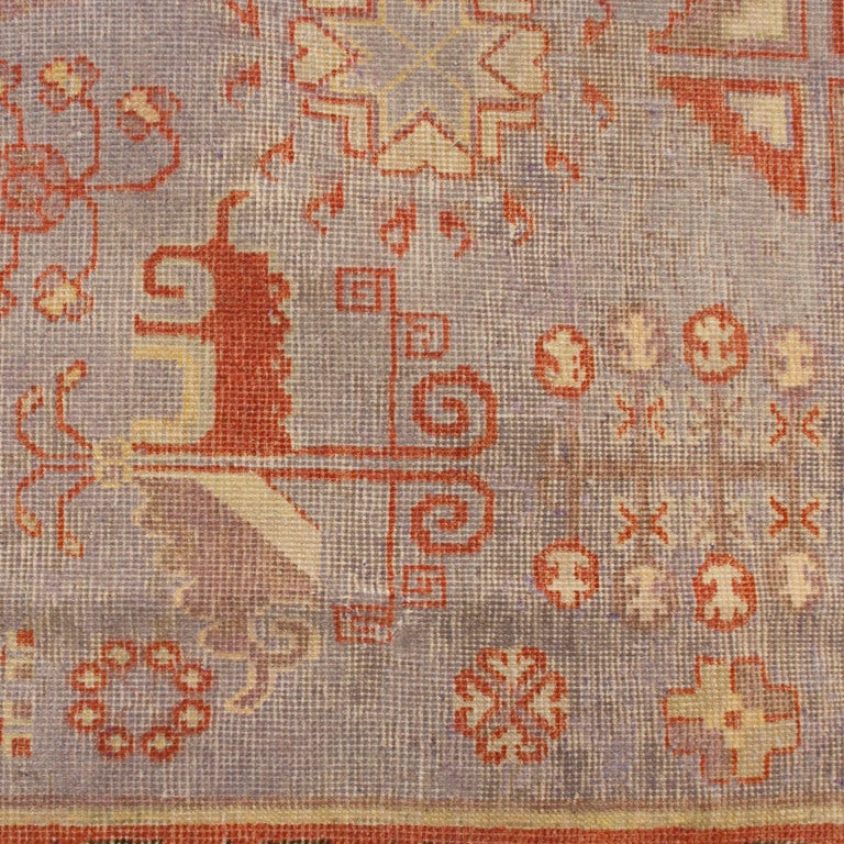 Vegetable Dyed Early 20th Century Central Asian Khotan Carpet For Sale
