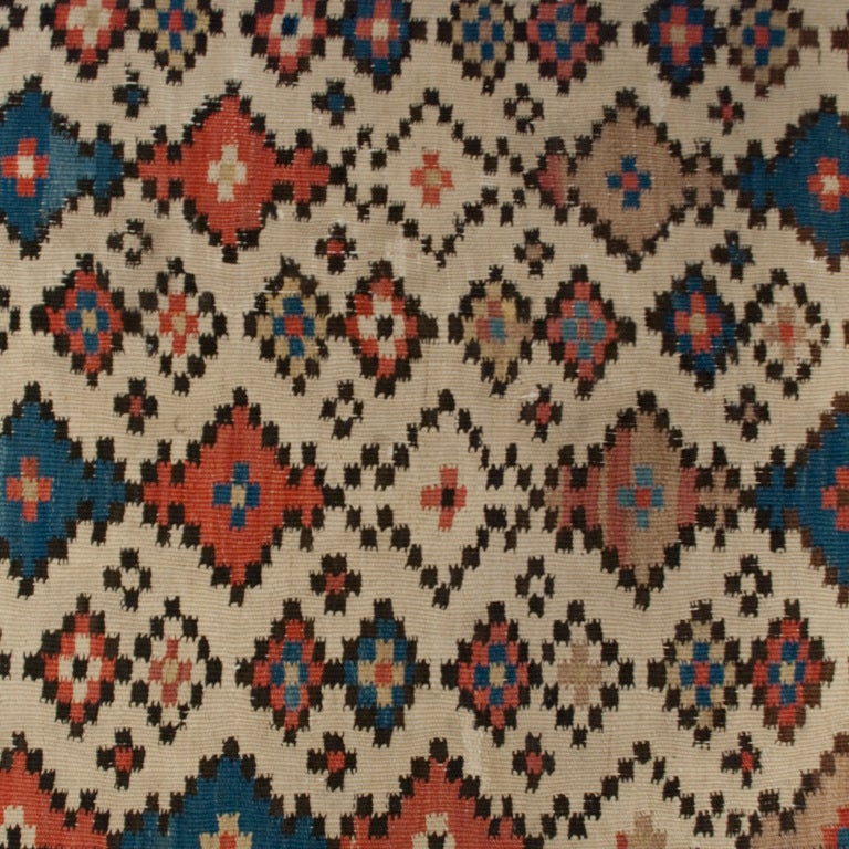 Persian 19th Century Saveh Kilim Carpet Runner For Sale