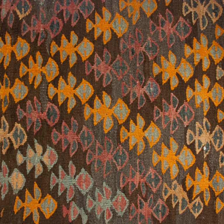 Vegetable Dyed Early 20th Century Ghazvin Kilim Carpet Runner For Sale