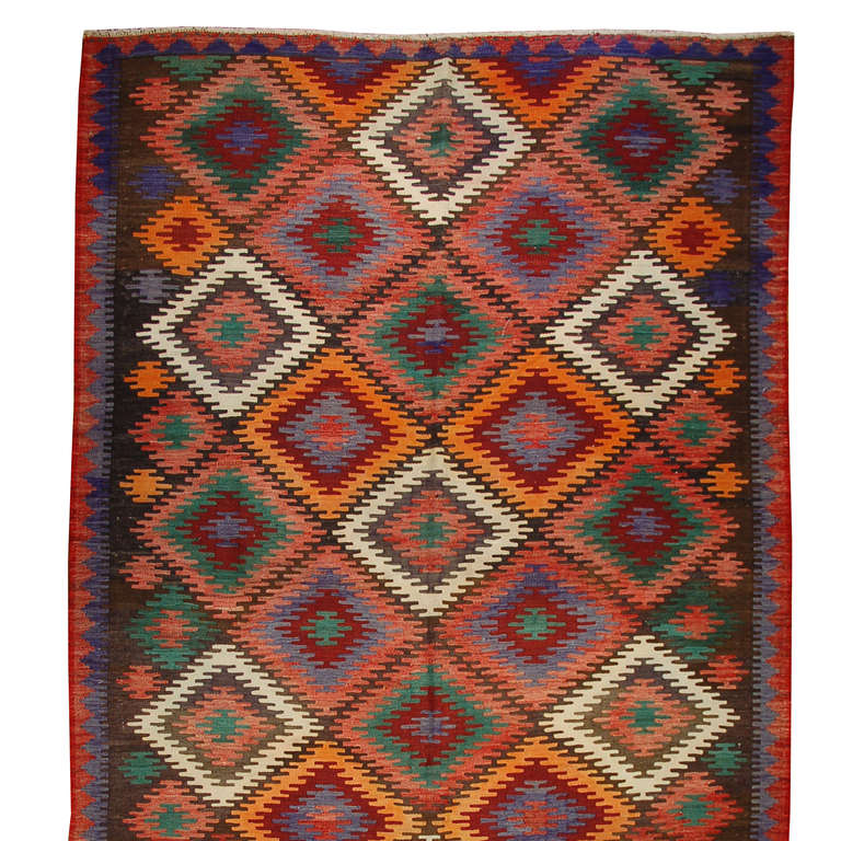 Early 20th Century Qazvin Kilim Rug