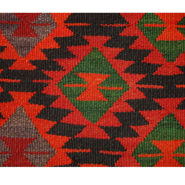 Vegetable Dyed Early 20th Century Persian Qazvin Kilim Runner For Sale
