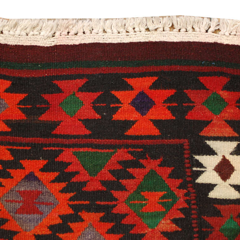 Early 20th Century Persian Qazvin Kilim Runner In Excellent Condition For Sale In Chicago, IL