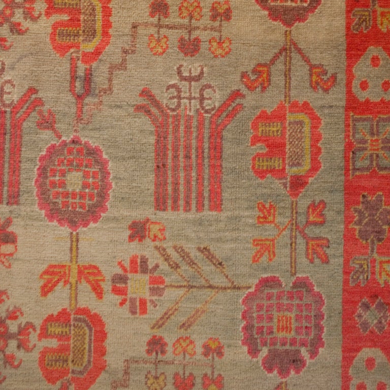 Turkestan Early 20th Century Central Asian Khotan Carpet For Sale