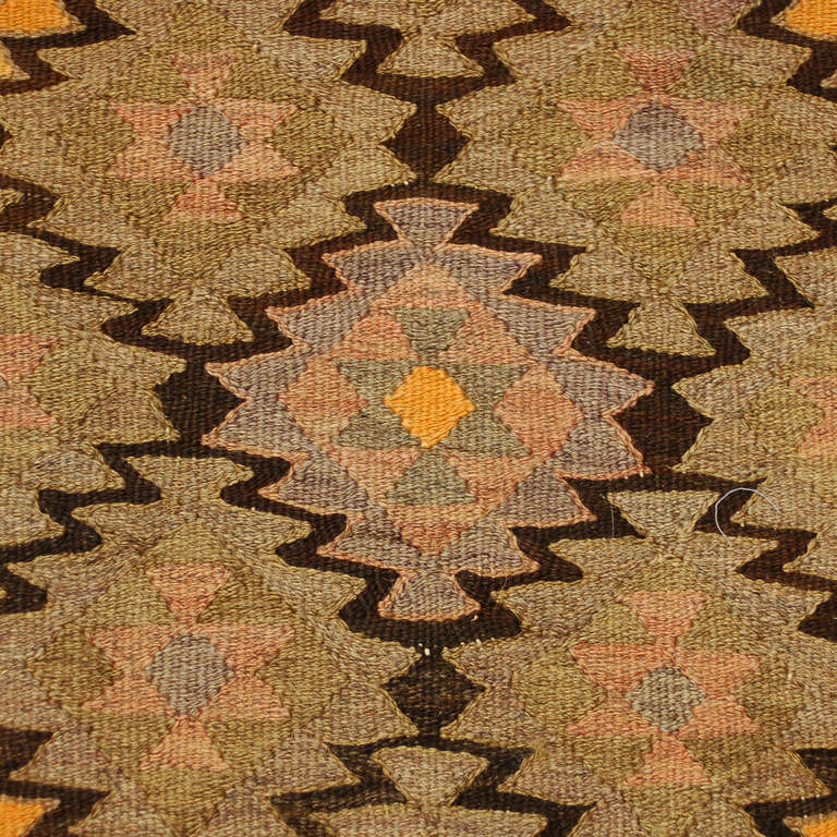 Vegetable Dyed Early 20th Century Persian Qazvin Kilim Runner