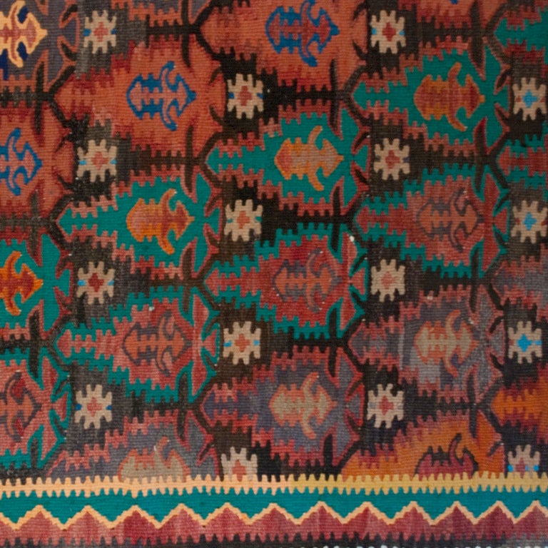 Persian 20th Century Kazvin Kilim Carpet For Sale