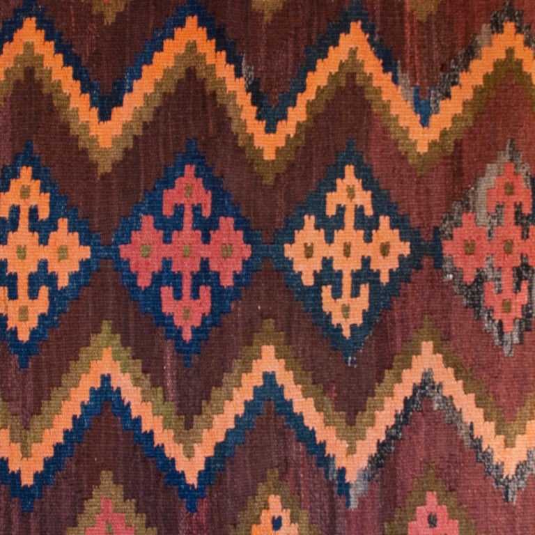 Early 20th Century Varamin Kilim Carpet Runner