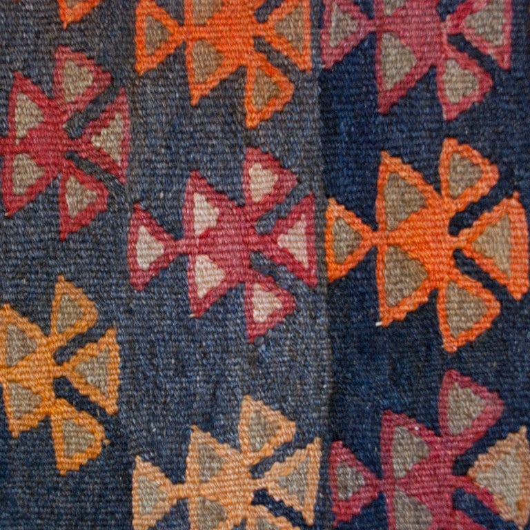 Vegetable Dyed Early 20th Century Varamin Kilim Carpet Runner For Sale