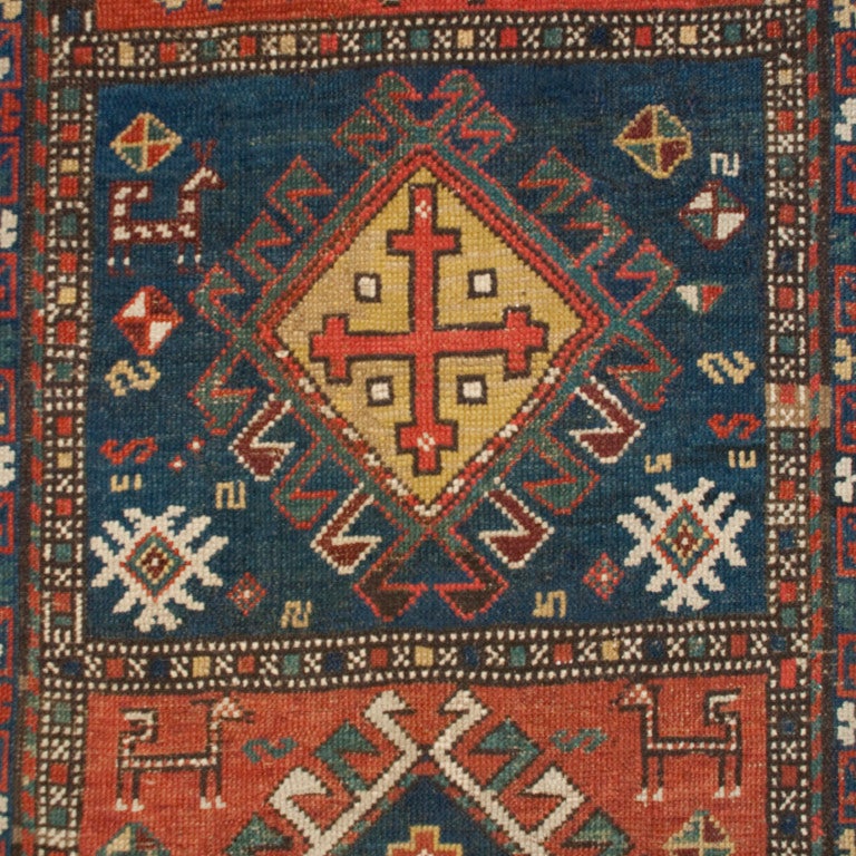 19th Century Kazak Carpet Runner In Excellent Condition In Chicago, IL