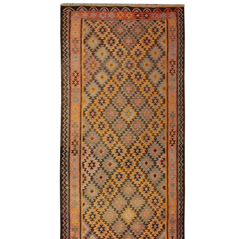 Early 20th Century Qazvin Kilim Runner