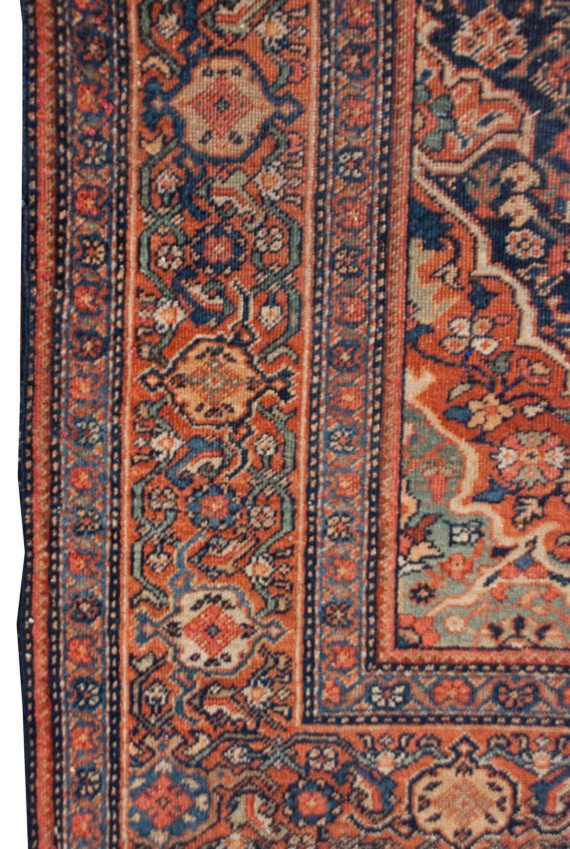 Tintura vegetale Tappeto Sarouk Farahan dei primi del Novecento in vendita