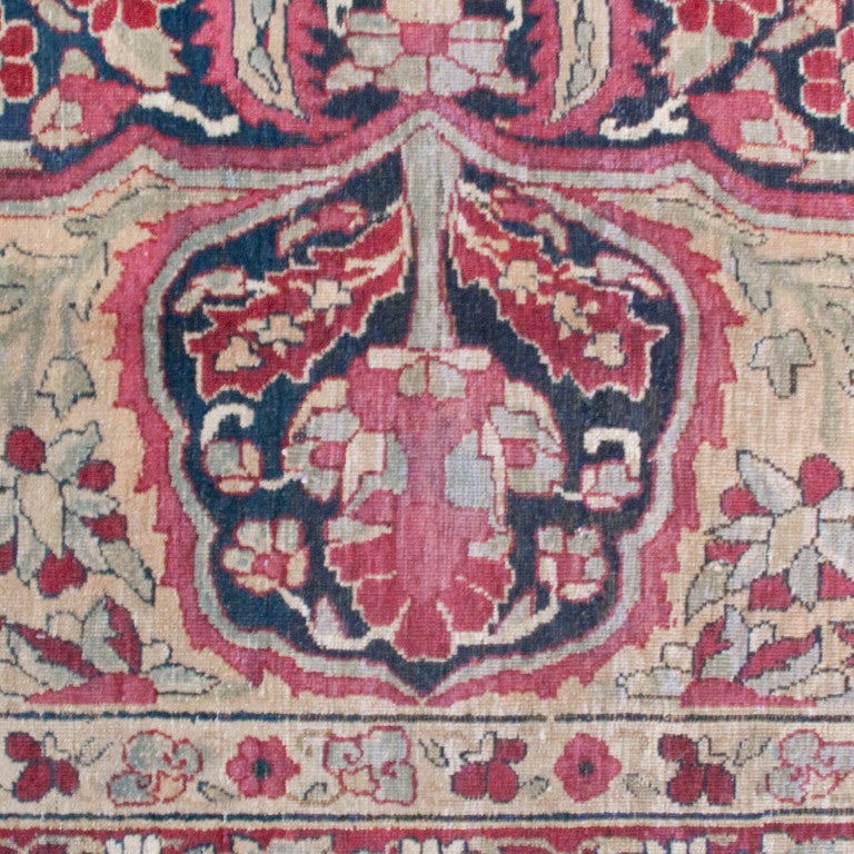 Vegetable Dyed Early 20th Century Persian Lavar Kerman Carpet For Sale