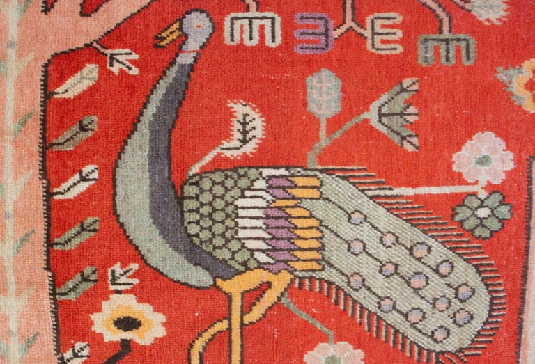 Unknown Antique Pictorial Samarkand Rug, 4'6