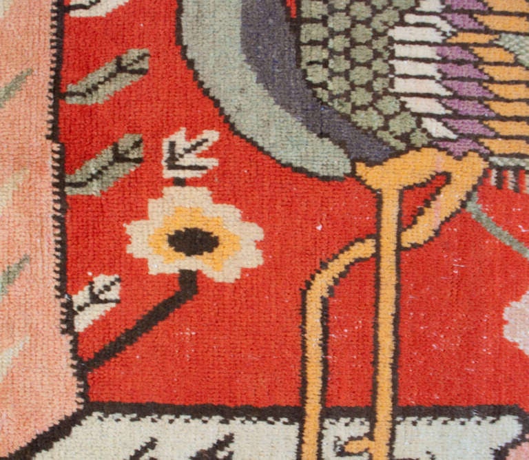 Antique Pictorial Samarkand Rug, 4'6