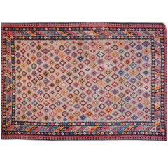 Antique Early 20th Century Persian Azari Kilim Rug, 7'5" x 9'10"