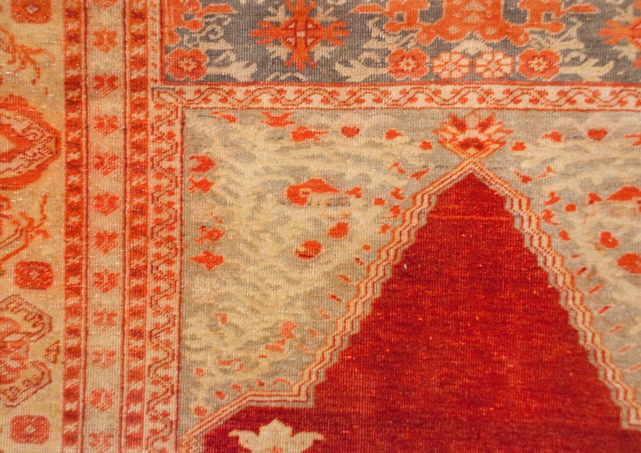 Turkish Early 20th Century Oushak Prayer Rug For Sale