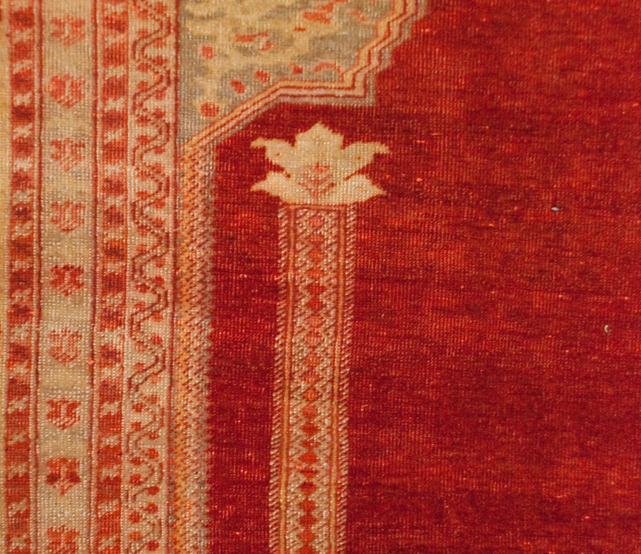 Vegetable Dyed Early 20th Century Oushak Prayer Rug For Sale