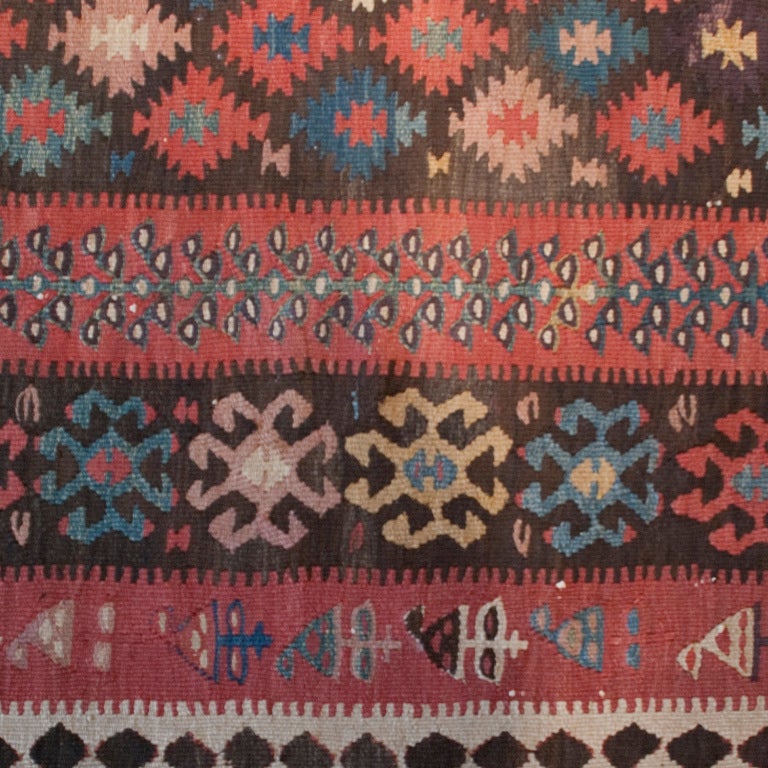 Vegetable Dyed Early 20th Century Azari Kilim Carpet For Sale