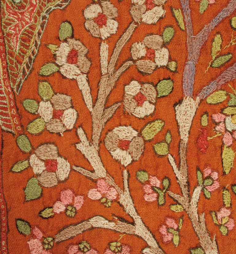 Antique Silk Embroidered Kirman Suzani For Sale 1