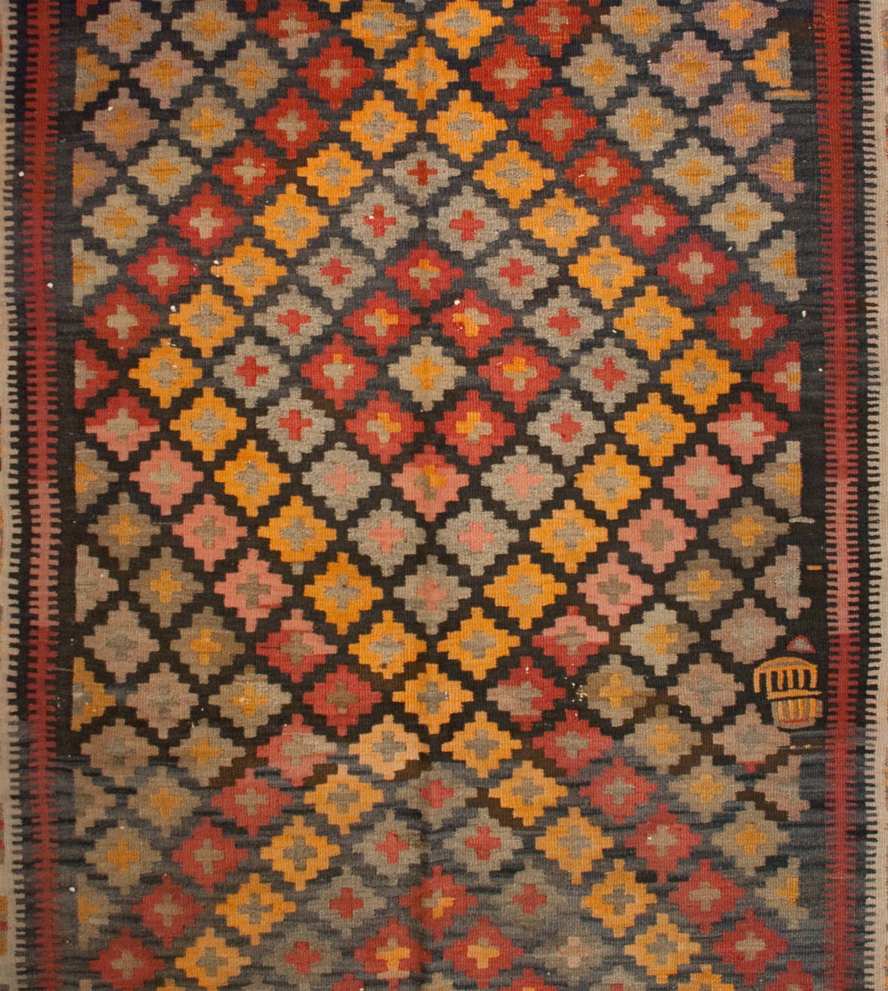 Asian Early 20th Century Saveh Kilim Runner For Sale
