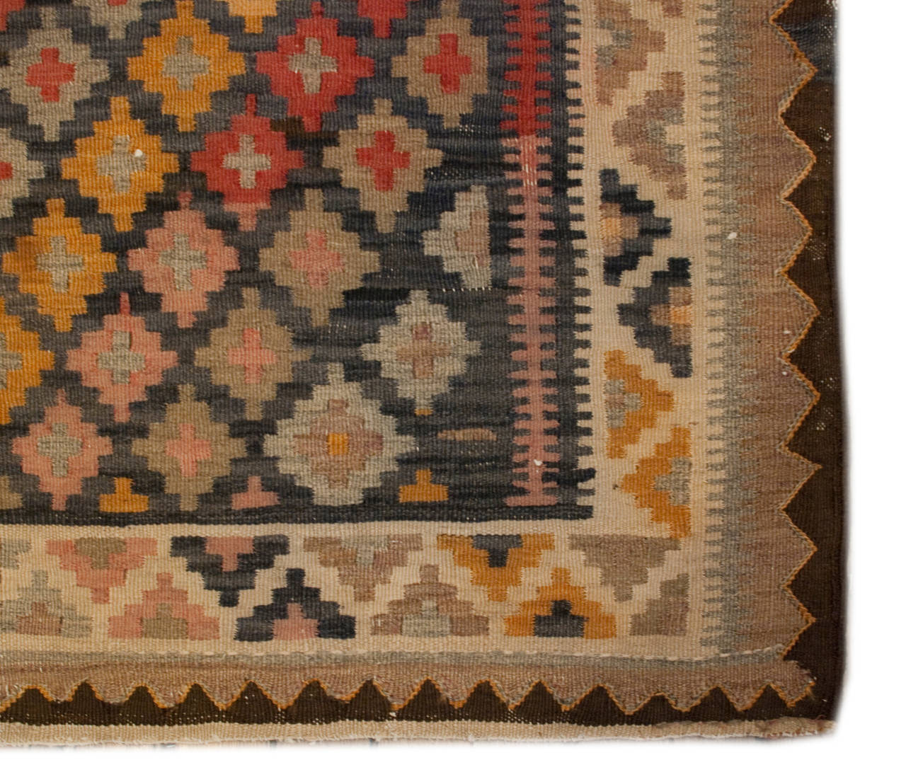 Vegetable Dyed Early 20th Century Saveh Kilim Runner For Sale